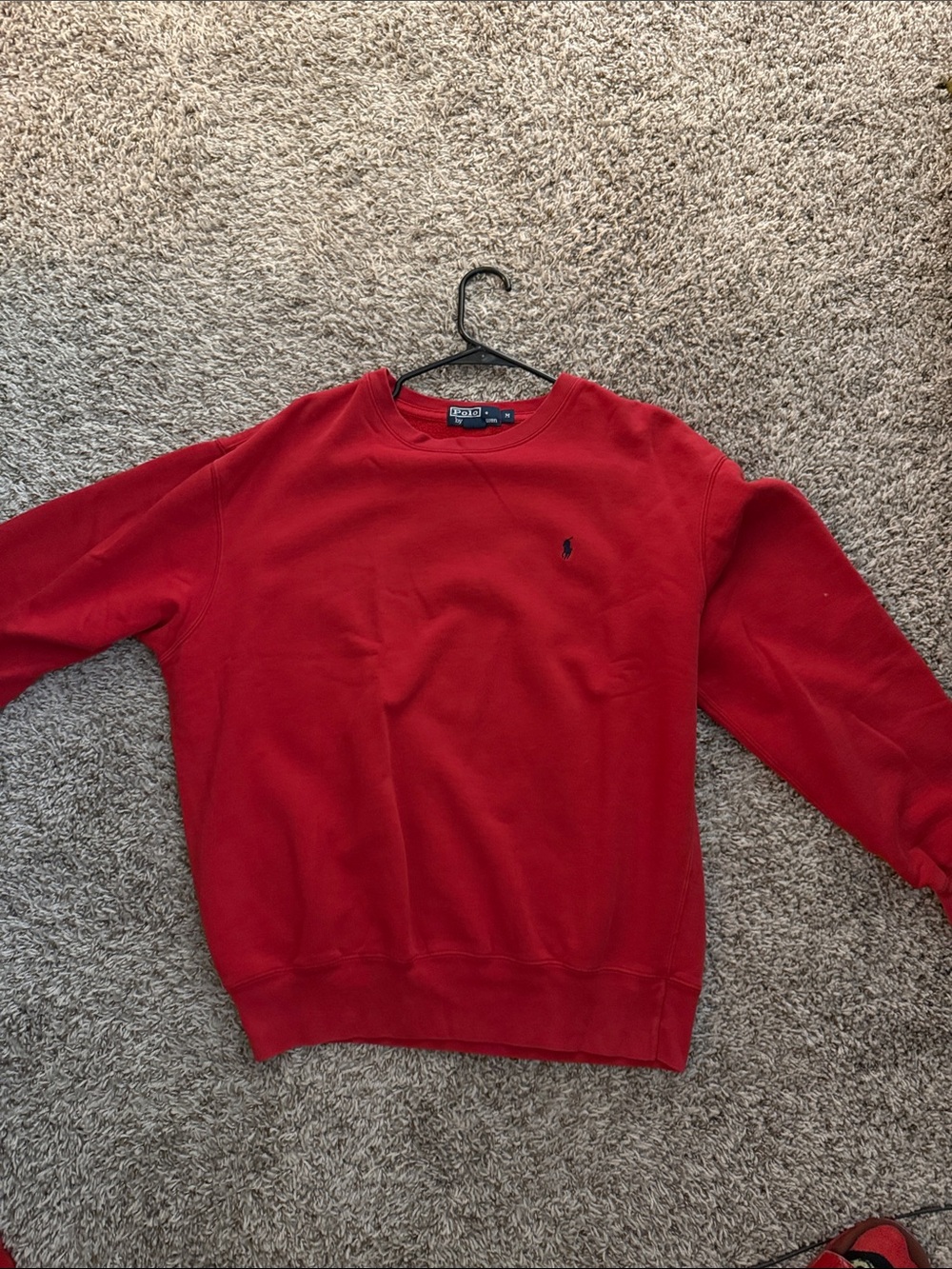Polo by Ralph Lauren Red Crewneck Sweatshirt with Polo Pony